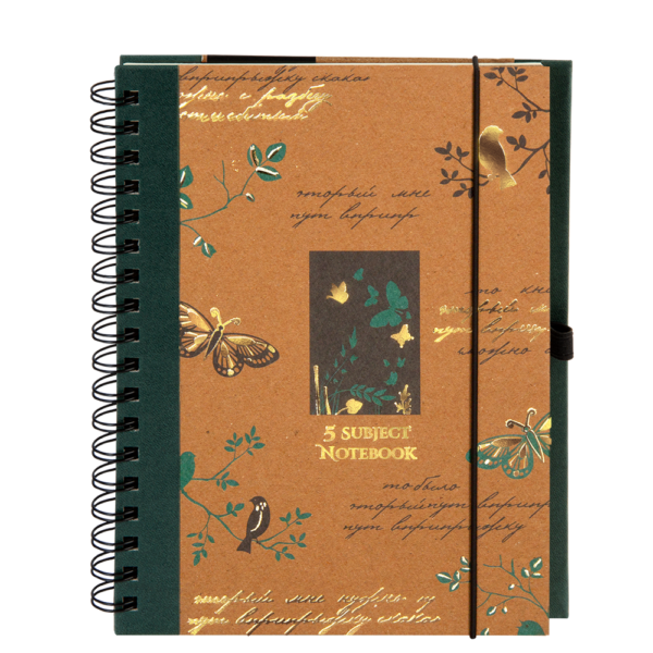 5 Subject Rustic Spiral Notebook B front