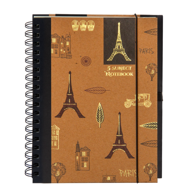 5 Subject Rustic Spiral Notebook C front